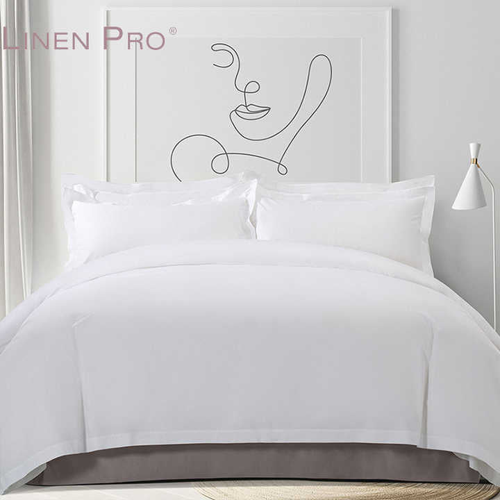 LINENPRO Luxury 4 Piece White Hotel 100% Cotton Bed. 