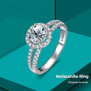 Women Engagement - 925 Sterling Silver Platinum Plated Halo Ring 