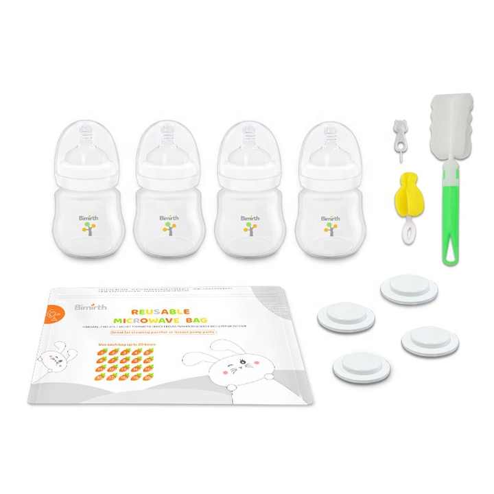 Bimirth مجموعة زجاجات تخزين حليب الثدي مجموعة زجاجات الرضاعة 6 أونصة تتدفق ببطء للأطفال حديثي الولادة Bimirth Breast Milk Storage Bottle Set 6 oz Slow Flow Feeding Bottle Set for Newborns