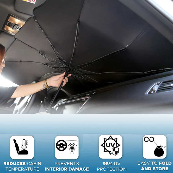 مظلة السيارة طوي حاجز شمس للسيارة نافذة . Hot Sale UV Blocking 190T Car Umbrella Foldable Car