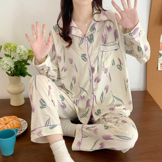 Women's long-sleeved pajamas 