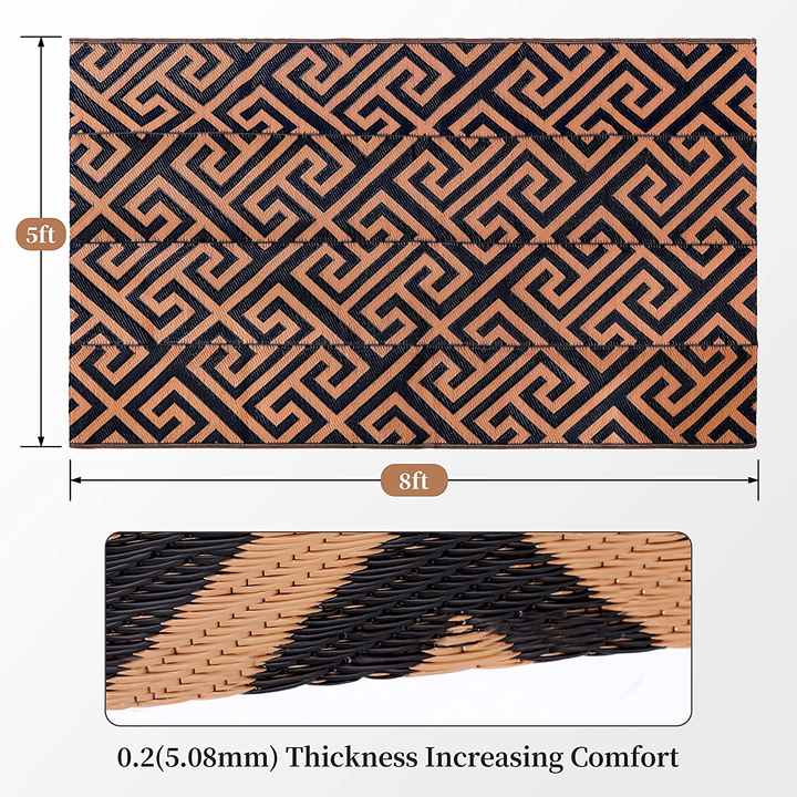 Plastic straw mat for outdoor activities. 