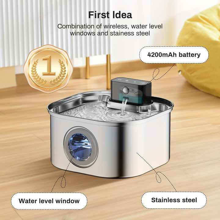 3.2 لتر صلب مقاوم للصدأ أوتوماتيكي كلب القط Cordless mah بطارية طاقة محمولة حيوان أليف داخلي Stainless steel dog bowl with large capacity of 7 liters