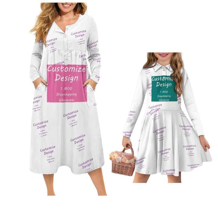 Family Matching Outfits Set Mother and Daughter Floral Pastoral Matching Outfits Mother and Daughter Dresses 