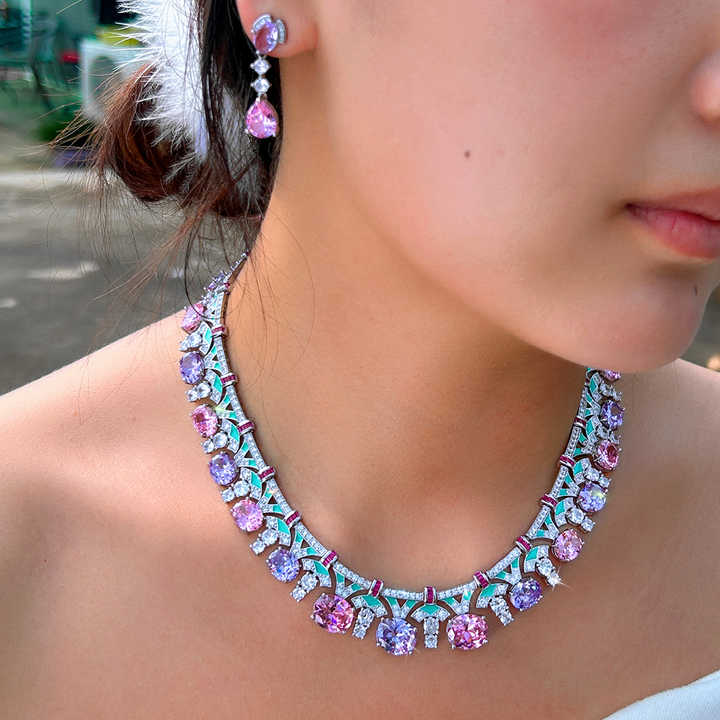 Women Evening Prom Jewelry Gift-  طقم مجوهرات أنيق من الزركونيا المكعبة