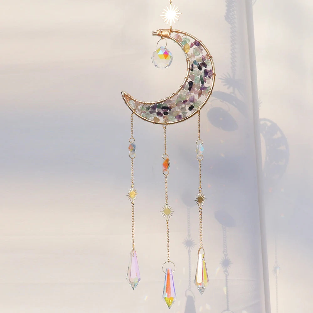 Hanging sun mask made of moon crystal -