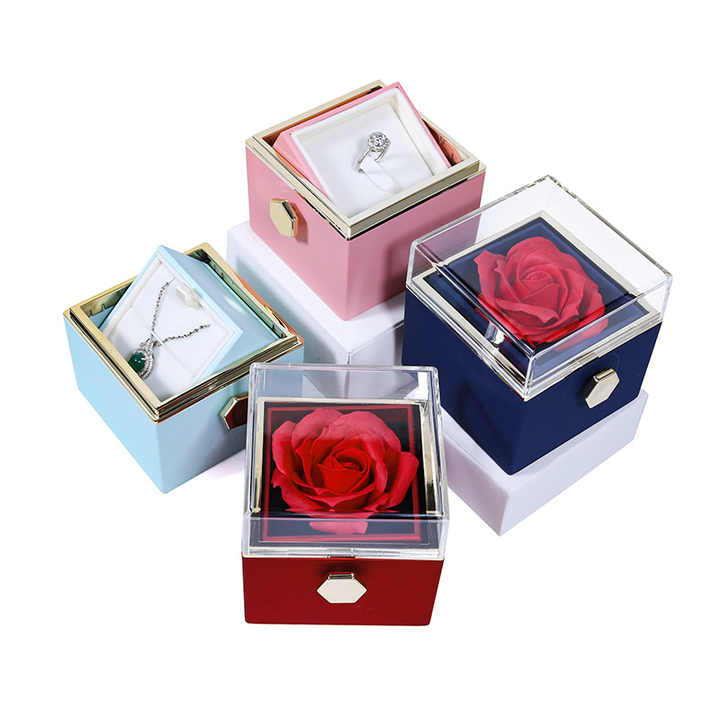 Valentine's Day Rotating Soap Preserved with Pink Flower Ring 