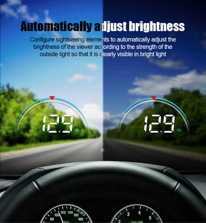 شاشة عرض أمامية WiiYii M8 OBD2 HUD . WiiYii M8 OBD2 HUD 3.5 Inch Car Windshield Head-up