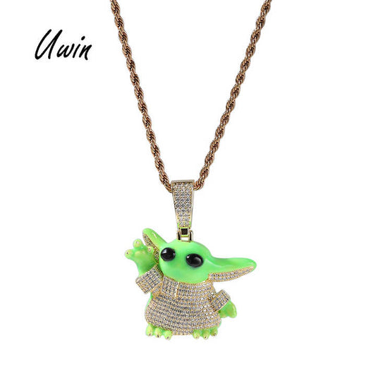 Kids Accessories Hip Hop Glow In The Dark Space Oil Pendant Necklace 
