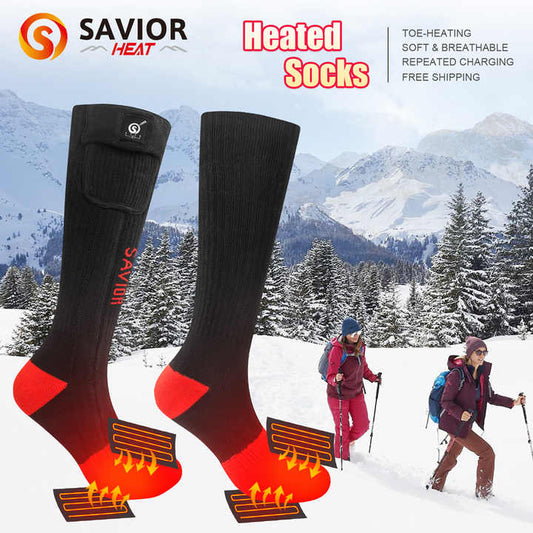 Battery Anti-Slip Cotton Polyester Men's and Women's Winter Warm Sports Socks with Temperature Control 