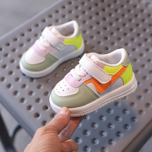 Flat, casual, leather, children's sneakers 