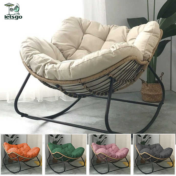 Single relaxing rocking chair made of rattan 
