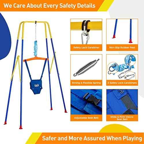 Toddler Swing Set Easy Assembly - FUNLIO 2 1 Heavy Duty Indoor/Outdoor Kids Swing Set 