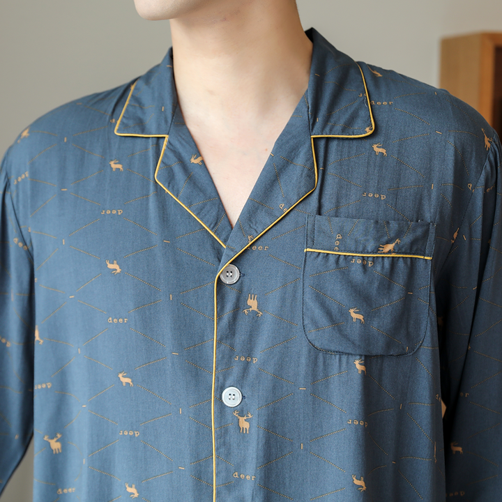 New men's cotton pajamas with sleeves 