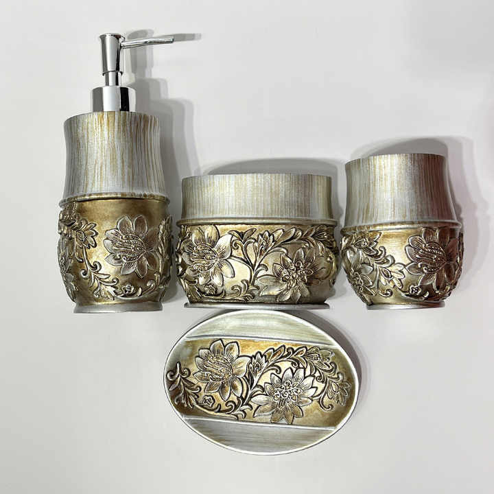 مجموعة مستلزمات حمام فندقية حديثة من أربع قطع على الطراز الاسكندنافي لوازم منزلية مطلية Modern Scandinavian Style 4-Piece Hotel Bathroom Amenities Set Home Supplies Painted