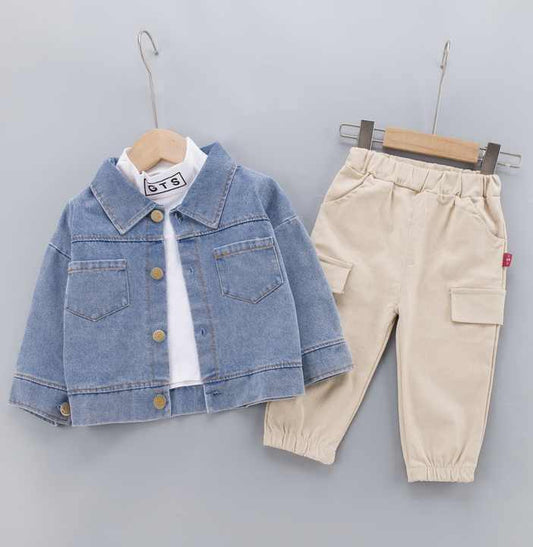 1-5 Years Fashionable Autumn Clothes Set with Jeans Coat and Pants 3 Boys 