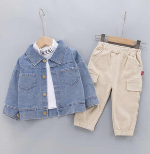 1-5 Years Fashionable Autumn Clothes Set with Jeans Coat and Pants 3 Boys 
