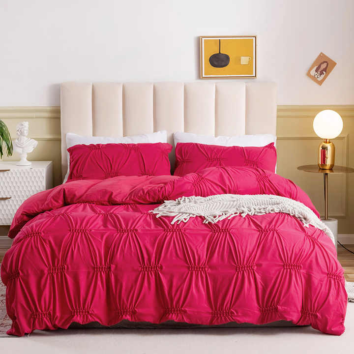 New Scandinavian Style 3 Piece Solid Floral Print Bedspread Set. 