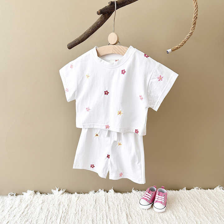 Baby Girl Summer Clothing Kids Floral-Clothing Set 