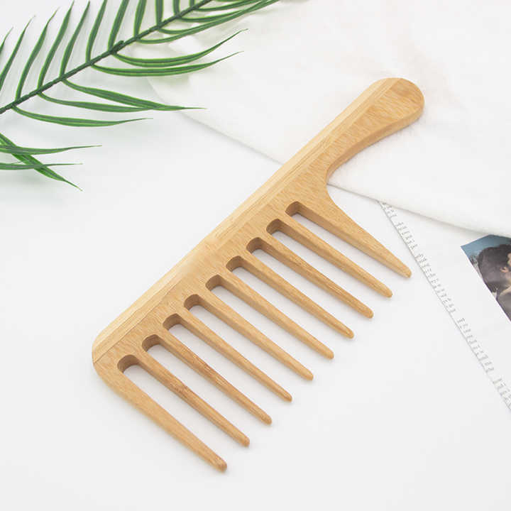 Private Label Large Size Bamboo Wooden Hair Comb 