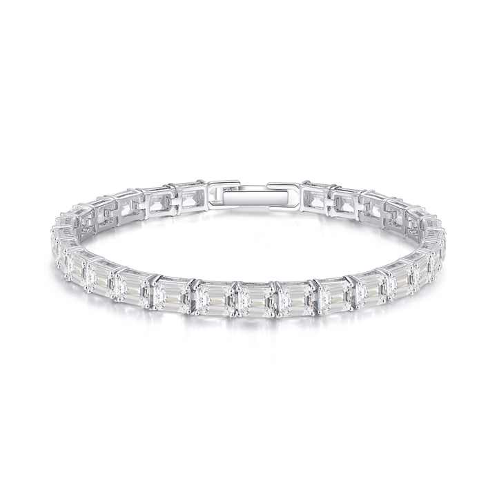Plated Cubic Zirconia Tennis Chain Bracelet 