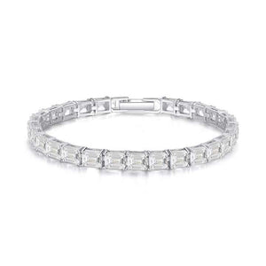 Plated Cubic Zirconia Tennis Chain Bracelet 