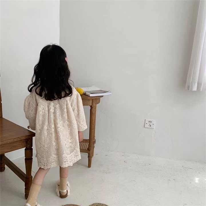 Girls' Dresses Autumn Kids Lapel Lace 