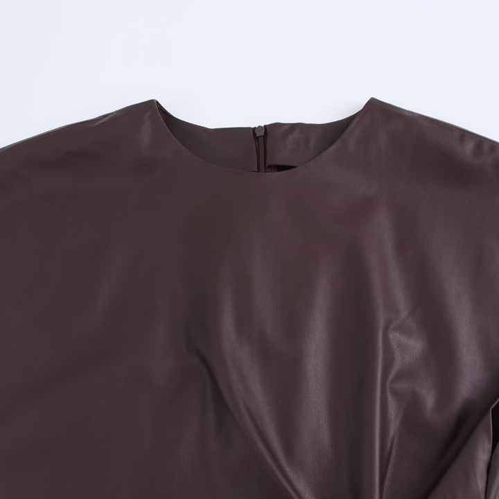 Women's long faux leather dress 