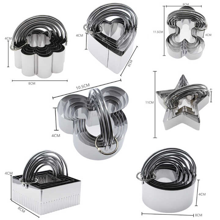 Custom Donut Cutter Set, Stainless Steel Biscuits Cutter Set, Pastry Set with Handle 