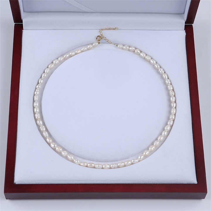 Design for Women and Girls- Simple Rice Pearl Necklace 