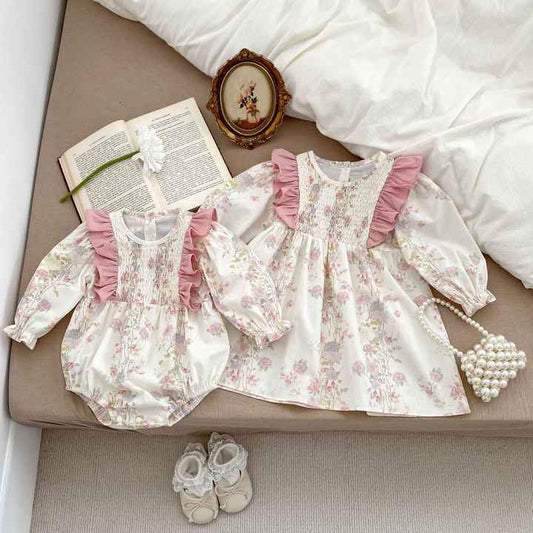 Dress with Long Sleeves Printed Baby Dress - Casual Summer Dress 