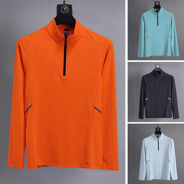 تيشيرت رياضي بأكمام طويلة وسحاب