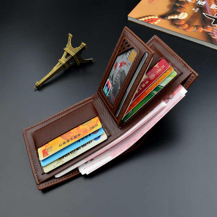 Low-quality PU leather wallet, classic style, men's slim 