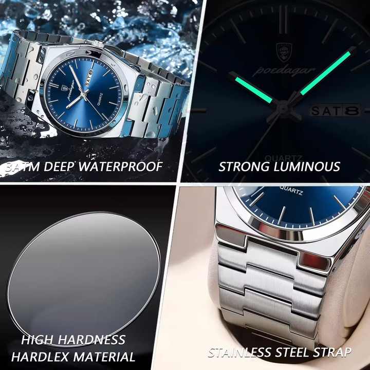 POEDAGAR 930 New Luxury Men's Watch Stainless Steel 