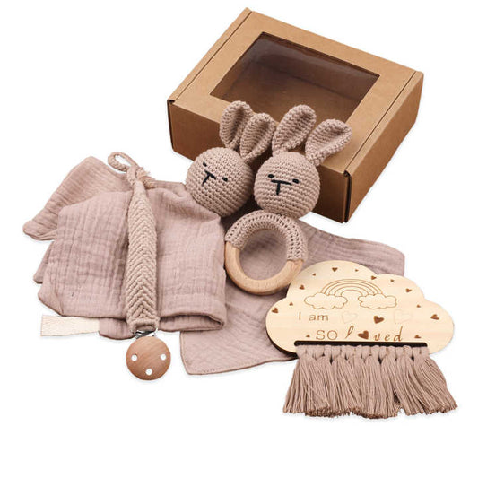Wooden Toy Five Set Newborn Gift Box 