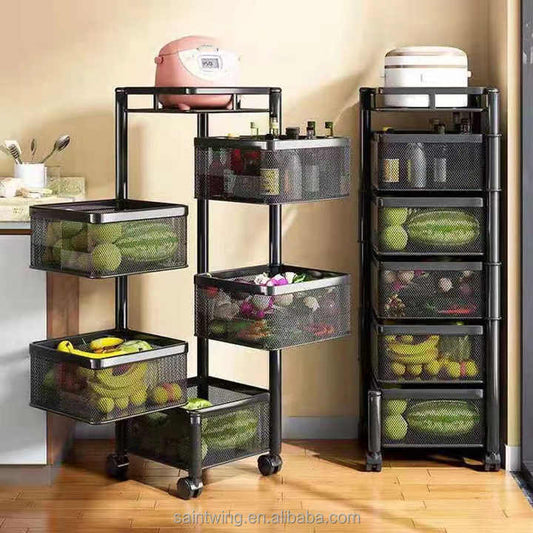 Best Selling Multi-Tier Rotating Storage Racks Kitchen Supplies Living Room Bathroom Clothes Fruits Vegetables 