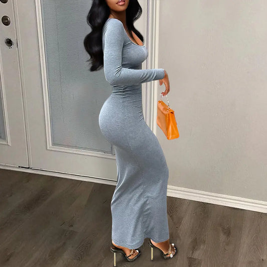 Women's long dress with long sleeves