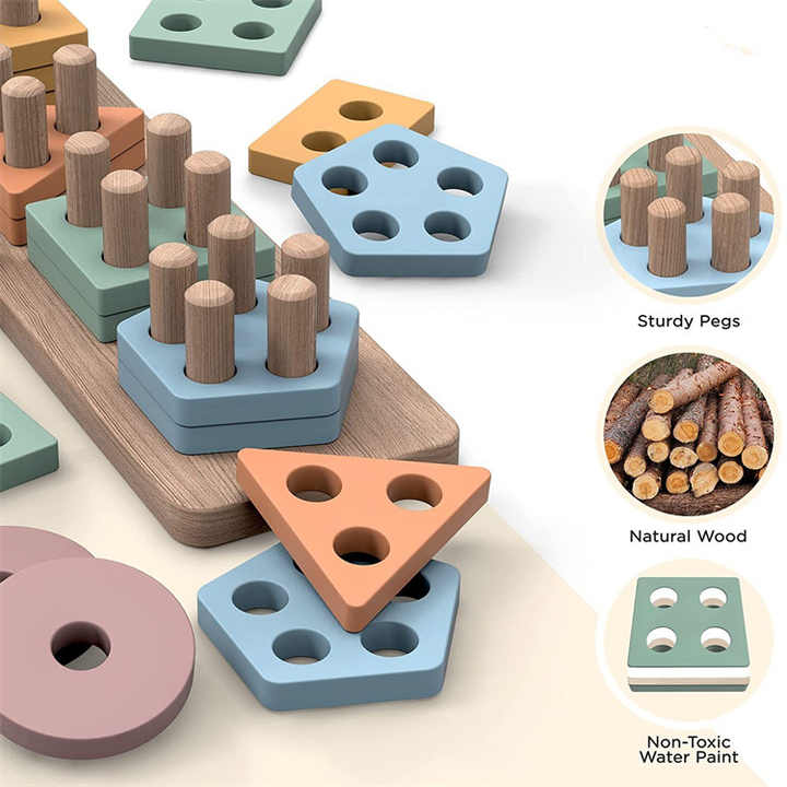 Educational games wooden building blocks 