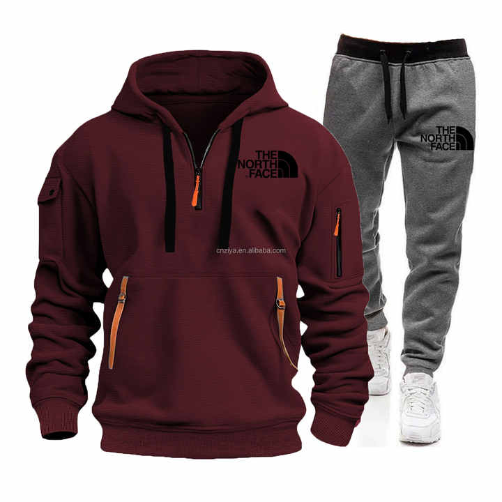 Men's trendy autumn/winter velvet set with multi-pocket 