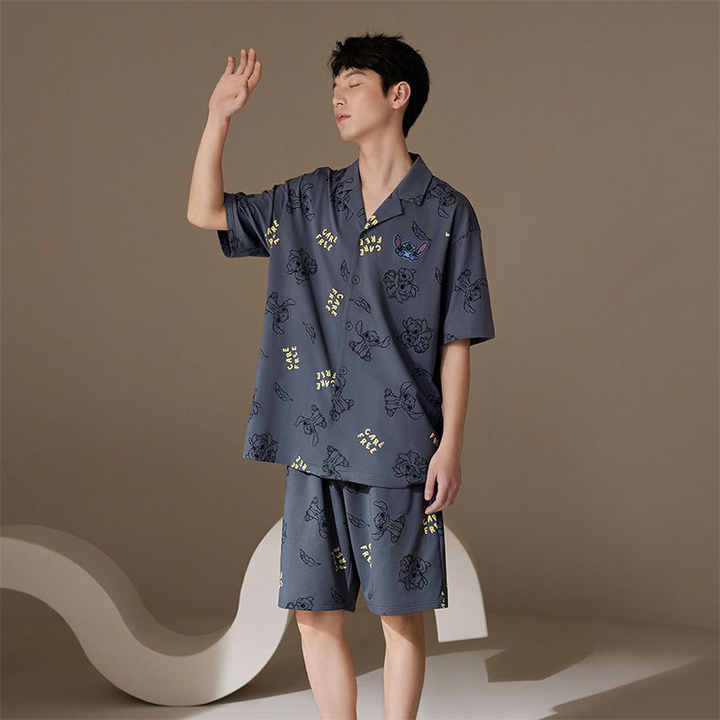 Summer Designer Casual Breathable Matching Sleepwear 3 Pieces Short Pajama Set Sleepwear for Men 