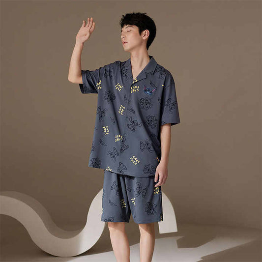 Summer Designer Casual Breathable Matching Sleepwear 3 Pieces Short Pajama Set Sleepwear for Men 