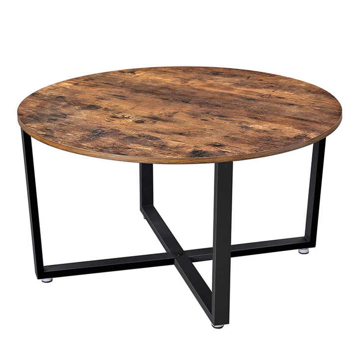 Classic antique coffee table with metal frame design. 