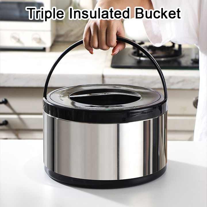 Deluxe 2L 4L 8L Stainless Steel Food Warmer Set 3 Pieces, Insulated Food Warmer Pot in Food Containerمجموعة فاخرة لتدفئة الطعام من الفولاذ المقاوم للصدأ سعة 2 لتر و 4 لتر و 8 لتر 3 قطع ، وعاء معزول لتدفئة الطعام في حاوية طعام