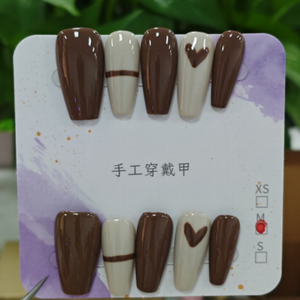 Short Hand Painted Artificial Nails - Handmade Press on Nails 