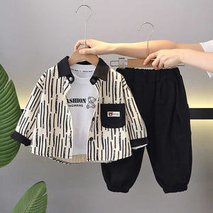 Boys' elegant suit consisting of a T-shirt, coat, and pants 