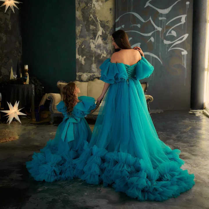 Mommy and Me Tulle Ball Gown, Plus Size Tulle Evening Dress for Mother and Daughter Photo Shoot, Tulle Evening Dress 