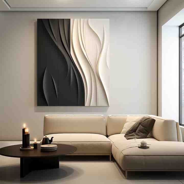 لوحة رؤية ثلاثية الأبعاد خشبية زخرفية بشريط مموج ديكورات خشبية للمنزل لوحة خشبية جدارية فنية معلقة3 ديكور\