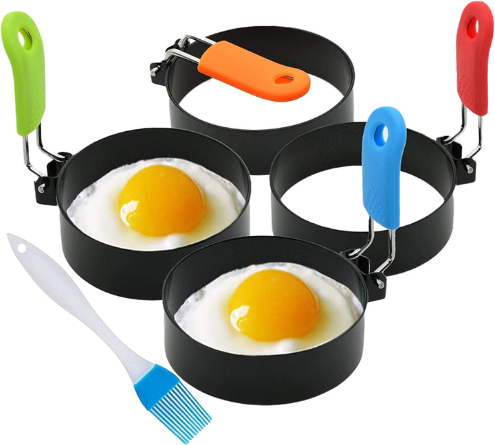 Stainless Steel Round Cooking Tools with Non-Stick Handle Egg Ring Mold for Fried Eggs Pancakes Food Preparation 