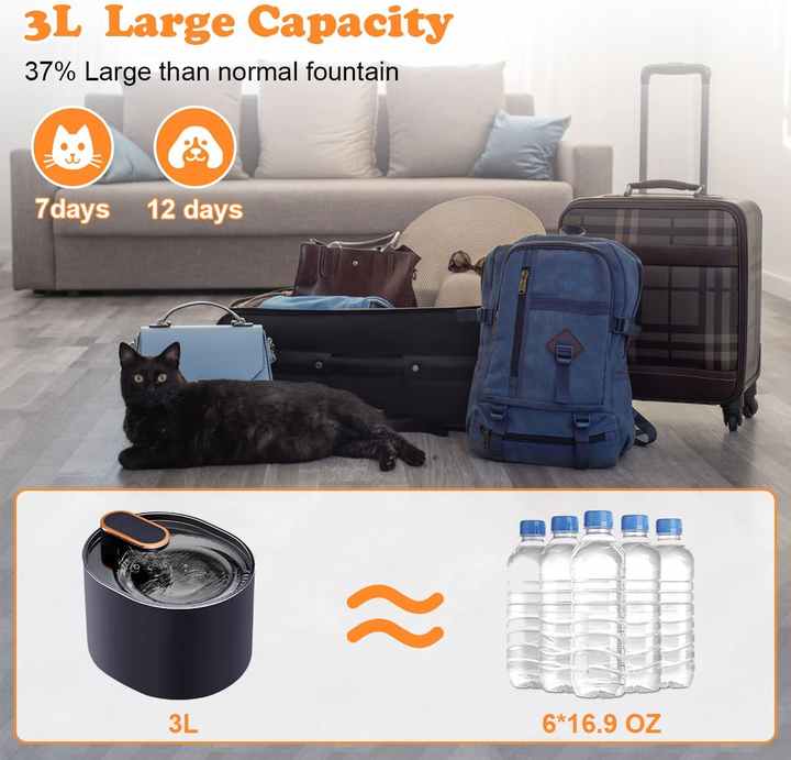 Animal Water Dispenser 102 Ultra Quiet Automatic Cat Drinking Fountains Cat Water Fountain with Replacement Filters - Bowls &amp; Feeders 