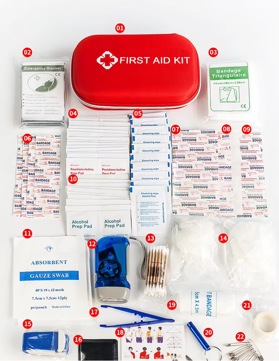 مجموعة أدوات الإسعافات الأولية EVA الكاملة . Complete EVA First Aid Kit Travel Waterproof